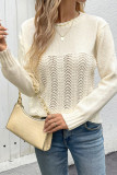 Apricot Eyelet Knitting Sweater