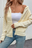 Cable Knit Hooded Zipper Cardigan