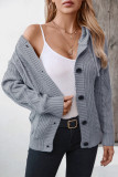 Cable Knitted Button Hooded Cardigan