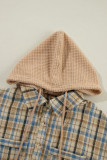 Ashleigh Blue Waffle Knit Patchwork Hooded Plaid Shacket