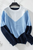 Colorblock Cable Knitted Sweater