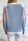 Colorblock Cable Knitted Sweater