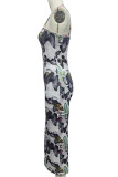 Butterfly Print Spaghetti Dress