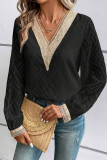 V Neck Lace Chiffon Top