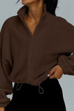 Zipper Stand Collar Fleece Coat