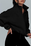 Zipper Stand Collar Fleece Coat