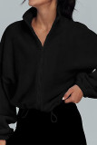 Zipper Stand Collar Fleece Coat