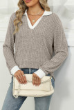 V Neck Long Sleeves Knitting Top