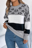 Stars Colorblock Knitting Sweater