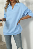 Solid Color Turndown Collar Sweatshirt