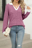 V Neck Long Sleeves Knitting Top