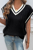 Cable Knit V Neck Vest Sweater