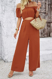 Off Shoulder One Piece Wide Leg Jumpsuit