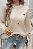 Heart Embroidery Knitting Sweater