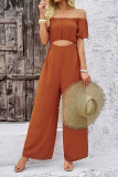 Off Shoulder One Piece Wide Leg Jumpsuit