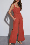 Red Wide Leg One Piece Overall Jumpsuit