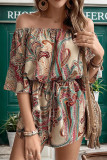 Off Shoulder Paisley Print One Piece Romper