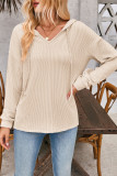 Solid Color Knitting Drawstring Hoodie