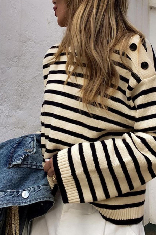 Stripes Colorblock Knitting Sweater