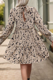 Khaki Printed Splicing MIni Dress