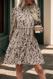 Khaki Printed Splicing MIni Dress