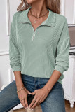 Zipper Turndown Collar Long Sleeves Sweatshirt