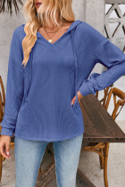 Solid Color Knitting Drawstring Hoodie