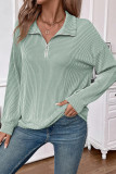 Zipper Turndown Collar Long Sleeves Sweatshirt