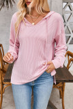 Solid Color Knitting Drawstring Hoodie