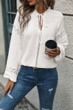 Swiss Dot Jacquard White Lace Top