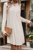 Khaki RIbbed Knitting Long Sleeves Dress