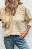 Eyelet Knitting Front Open Cardigan