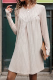 Khaki RIbbed Knitting Long Sleeves Dress