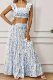 2PCS Ruffle Top and Skirt Set