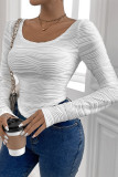 White Textured Long Sleeves Top