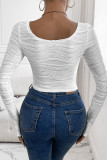 White Textured Long Sleeves Top