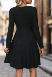 Black Ribbed Knitting Dress