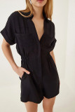 Solid Color One Piece Romper Overall