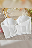 WHite Sequin Glitter Fish Bone Corset Top