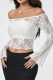 White Lace Off Shoulder Flare Sleeves Top