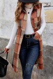 Sleeveless Plaid Long Vest Coat