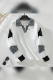 Polo Collar Colorblock Knitting Sweater