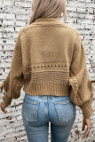 Solid Color Front Open Knitting Cardigan
