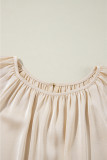Apricot Sequin Cuffs Bubble Sleeve Blouse