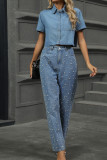 Rhinestone Denim Straight Jeans