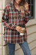 Drawstring Plaid Hooded Sweatshirt