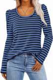 Crew Neck Stripes Long Sleeves Top