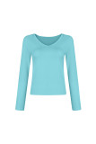 Plain V Neck Long Sleeves Slim Fit Top