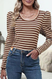 Crew Neck Stripes Long Sleeves Top
