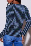 Crew Neck Stripes Long Sleeves Top